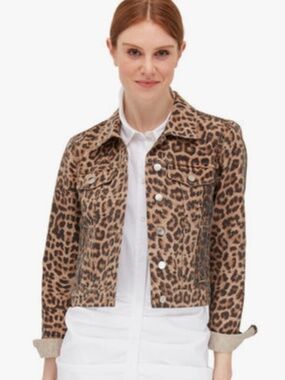 Veronica Beard Cara Leopard Jean Jacket Size L